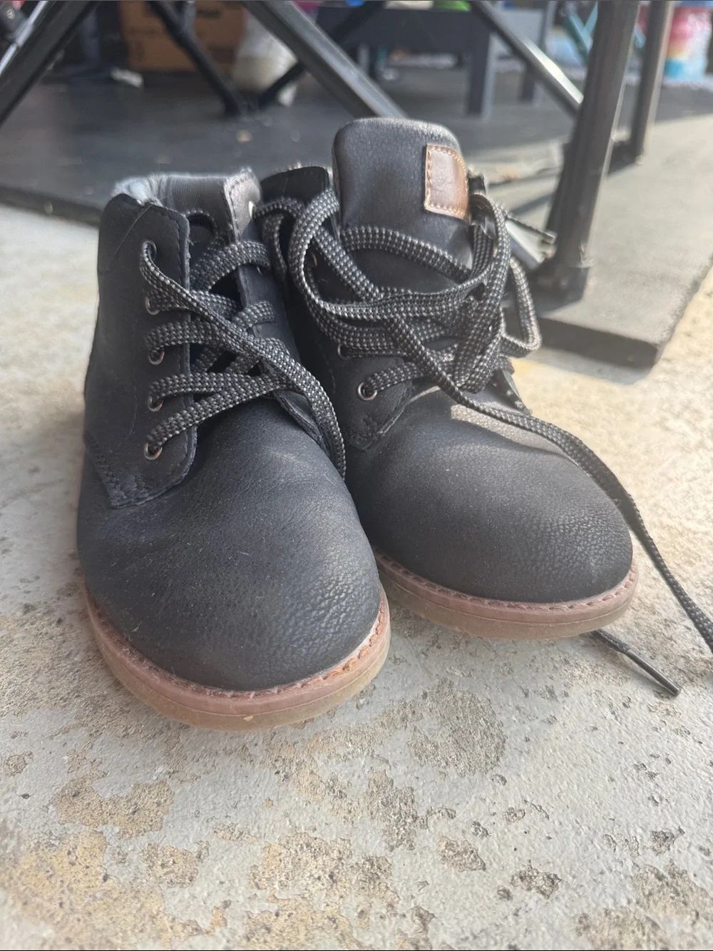 Boys Black Lace-Up Ankle Boots